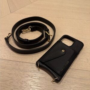 Bandolier iPhone 14 Pro Phone Case with Strap (Black and Gold)